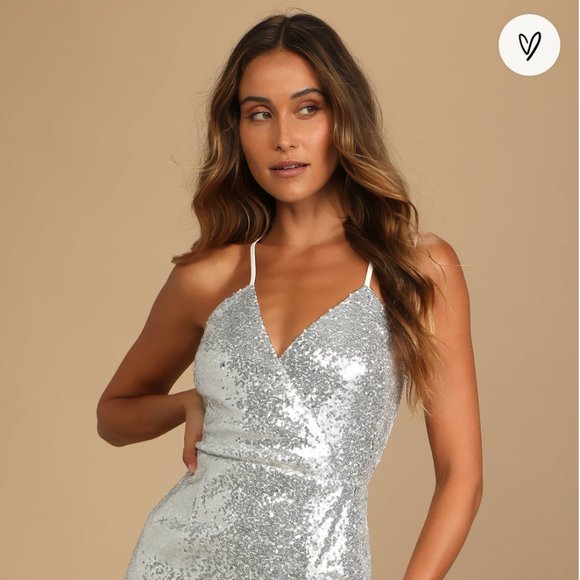 Lulu's Dresses Lulus Hilaria Silver Sequin Bodycon Mini Dress